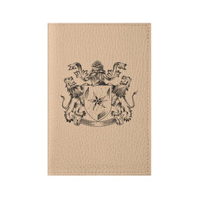 Обложка для паспорта матовая кожа с принтом Геральдика в Белгороде, натуральная матовая кожа | размер 19,3 х 13,7 см; прозрачные пластиковые крепления | геральдика | гербы | графика. | доспехи | львы | морская звезда