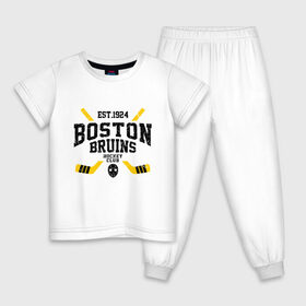 Детская пижама хлопок с принтом Бостон Брюинз в Белгороде, 100% хлопок |  брюки и футболка прямого кроя, без карманов, на брюках мягкая резинка на поясе и по низу штанин
 | boston | boston bruins | bruins | hockey | nhl | usa | бостон | бостон брюинз | нхл | спорт | сша | хоккей | шайба