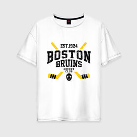 Женская футболка хлопок Oversize с принтом Бостон Брюинз в Белгороде, 100% хлопок | свободный крой, круглый ворот, спущенный рукав, длина до линии бедер
 | boston | boston bruins | bruins | hockey | nhl | usa | бостон | бостон брюинз | нхл | спорт | сша | хоккей | шайба