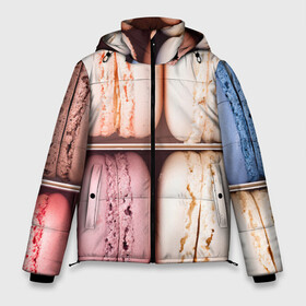 Мужская зимняя куртка 3D с принтом Макарон в Белгороде, верх — 100% полиэстер; подкладка — 100% полиэстер; утеплитель — 100% полиэстер | длина ниже бедра, свободный силуэт Оверсайз. Есть воротник-стойка, отстегивающийся капюшон и ветрозащитная планка. 

Боковые карманы с листочкой на кнопках и внутренний карман на молнии. | еда | макаронс | макароны | макаруни | макран | пирожное | франция | французская еда