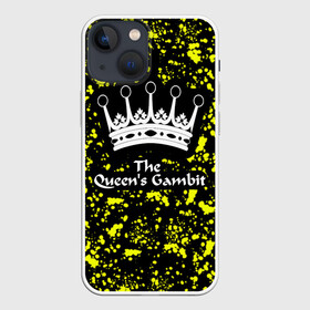 Чехол для iPhone 13 mini с принтом The Queens Gambit в Белгороде,  |  | chess | crown | inscription the queens gambit | queen | the queens gambit | королева | корона | надпись the queens gambit | принт the queens gambit | принт ход королевы | сериал the queens gambit | сериал ход королевы | ход королевы | шахмоты