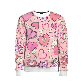 Детский свитшот 3D с принтом Розовые сердечки в Белгороде, 100% полиэстер | свободная посадка, прямой крой, мягкая тканевая резинка на рукавах и понизу свитшота | для девочек | любимой | любовь | розовое | романтика | сердечки | сердечко | сердце