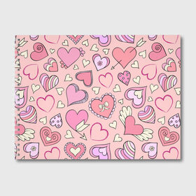 Альбом для рисования с принтом Розовые сердечки в Белгороде, 100% бумага
 | матовая бумага, плотность 200 мг. | Тематика изображения на принте: для девочек | любимой | любовь | розовое | романтика | сердечки | сердечко | сердце
