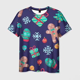 Мужская футболка 3D с принтом Новогоднее настроение в Белгороде, 100% полиэфир | прямой крой, круглый вырез горловины, длина до линии бедер | 