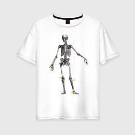 Женская футболка хлопок Oversize с принтом The skeleton and the fireflies в Белгороде, 100% хлопок | свободный крой, круглый ворот, спущенный рукав, длина до линии бедер
 | Тематика изображения на принте: 