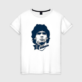 Женская футболка хлопок с принтом Diego 10 в Белгороде, 100% хлопок | прямой крой, круглый вырез горловины, длина до линии бедер, слегка спущенное плечо | 10 | el diego | legend | maradona | аргентина | легенда | марадона | форма