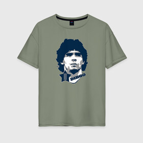 Женская футболка хлопок Oversize с принтом Diego 10 в Белгороде, 100% хлопок | свободный крой, круглый ворот, спущенный рукав, длина до линии бедер
 | 10 | el diego | legend | maradona | аргентина | легенда | марадона | форма