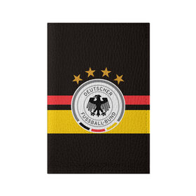 Обложка для паспорта матовая кожа с принтом СБОРНАЯ ГЕРМАНИИ в Белгороде, натуральная матовая кожа | размер 19,3 х 13,7 см; прозрачные пластиковые крепления | Тематика изображения на принте: flag | football | germany | logo | sport | team | германия | логотип | сборная | спорт | флаг | футбол