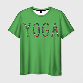 Мужская футболка 3D с принтом Йога в Белгороде, 100% полиэфир | прямой крой, круглый вырез горловины, длина до линии бедер | зож | иностранные надписи | йога | слова на английском языке | узоры | фитнес.