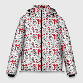 Мужская зимняя куртка 3D с принтом Фон с бычком в Белгороде, верх — 100% полиэстер; подкладка — 100% полиэстер; утеплитель — 100% полиэстер | длина ниже бедра, свободный силуэт Оверсайз. Есть воротник-стойка, отстегивающийся капюшон и ветрозащитная планка. 

Боковые карманы с листочкой на кнопках и внутренний карман на молнии. | background | bull | christmas | gifts | holiday | mail | new year | snowflakes | бык | бычок | новый год | подарки | почта | праздник | рождество | снежинки | фон
