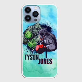 Чехол для iPhone 13 Pro Max с принтом Тайсон против Джонса в Белгороде,  |  | art | box | boxing | legend | mma | ring | sport | ufc | watercolor | акварель | арт | битва | боксеры | борьба | горилла | железный | иллюстрация | легенда | легенды | майк | мма | мышцы | пантера | перчатки | прикол | реванш | ринг