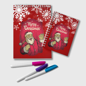 Блокнот с принтом !Merry Christmas! в Белгороде, 100% бумага | 48 листов, плотность листов — 60 г/м2, плотность картонной обложки — 250 г/м2. Листы скреплены удобной пружинной спиралью. Цвет линий — светло-серый
 | 