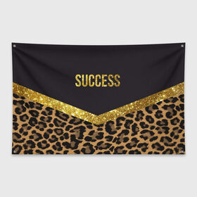 Флаг-баннер с принтом Success в Белгороде, 100% полиэстер | размер 67 х 109 см, плотность ткани — 95 г/м2; по краям флага есть четыре люверса для крепления | success | swag | блеск | блестки | китч | леопард | леопардовый принт | понты | успех | успешные люди | фрик