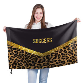 Флаг 3D с принтом Success в Белгороде, 100% полиэстер | плотность ткани — 95 г/м2, размер — 67 х 109 см. Принт наносится с одной стороны | success | swag | блеск | блестки | китч | леопард | леопардовый принт | понты | успех | успешные люди | фрик