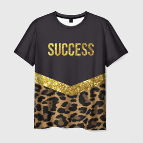 Мужская футболка 3D с принтом Success в Белгороде, 100% полиэфир | прямой крой, круглый вырез горловины, длина до линии бедер | success | swag | блеск | блестки | китч | леопард | леопардовый принт | понты | успех | успешные люди | фрик