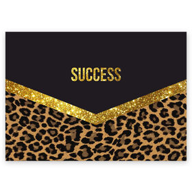 Поздравительная открытка с принтом Success в Белгороде, 100% бумага | плотность бумаги 280 г/м2, матовая, на обратной стороне линовка и место для марки
 | success | swag | блеск | блестки | китч | леопард | леопардовый принт | понты | успех | успешные люди | фрик