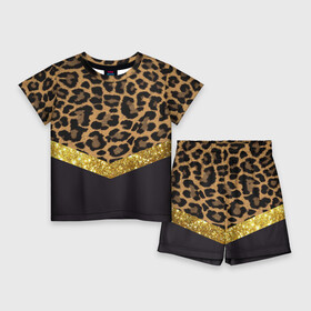 Детский костюм с шортами 3D с принтом Леопардовый принт в Белгороде,  |  | Тематика изображения на принте: success | swagg | блеск | блестки | животнй принт | золотистый | золото | золотой | леопард | леопардовый принт | понты | тигровый