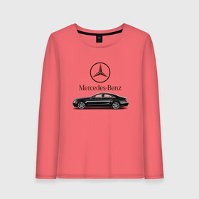 Женский лонгслив хлопок с принтом Mersedes-Benz в Белгороде, 100% хлопок |  | avto | car | germany | v8 | машина | скорость