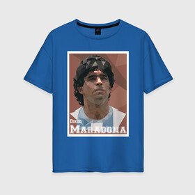 Женская футболка хлопок Oversize с принтом DIEGO MARADONA в Белгороде, 100% хлопок | свободный крой, круглый ворот, спущенный рукав, длина до линии бедер
 | argentina | champion | diego | football | hand | maradona | mundial | sport | аргентина | диего | игрок | марадона | рука бога | спорт | футбол