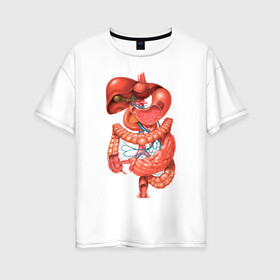 Женская футболка хлопок Oversize с принтом Органы в Белгороде, 100% хлопок | свободный крой, круглый ворот, спущенный рукав, длина до линии бедер
 | анатомия | биология | внутренности | легкие | органы | сердце
