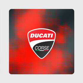 Магнит виниловый Квадрат с принтом Ducati Corse | Дукати (Z) в Белгороде, полимерный материал с магнитным слоем | размер 9*9 см, закругленные углы | audi | audi ag | corse | ducati | ducati corse | ducati motor holding | hypermotard | multistrada | panigale | scrambler | streetfighter | supersport | дукати | массимо борди | мото | фабио тальони