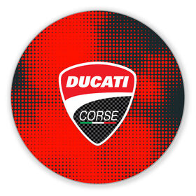 Коврик для мышки круглый с принтом Ducati Corse (Z) в Белгороде, резина и полиэстер | круглая форма, изображение наносится на всю лицевую часть | Тематика изображения на принте: audi | audi ag | corse | ducati | ducati corse | ducati motor holding | hypermotard | multistrada | panigale | scrambler | streetfighter | supersport | дукати | массимо борди | мото | фабио тальони