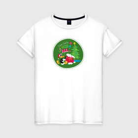 Женская футболка хлопок с принтом Dear Santa, I want it all... в Белгороде, 100% хлопок | прямой крой, круглый вырез горловины, длина до линии бедер, слегка спущенное плечо | Тематика изображения на принте: daffy | duck | tunes | vdzajul | дак | даффи
