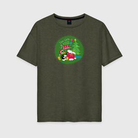 Женская футболка хлопок Oversize с принтом Dear Santa I want it all в Белгороде, 100% хлопок | свободный крой, круглый ворот, спущенный рукав, длина до линии бедер
 | daffy | duck | tunes | vdzajul | дак | даффи
