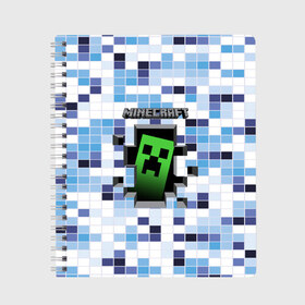 Тетрадь с принтом Minecraft (S) в Белгороде, 100% бумага | 48 листов, плотность листов — 60 г/м2, плотность картонной обложки — 250 г/м2. Листы скреплены сбоку удобной пружинной спиралью. Уголки страниц и обложки скругленные. Цвет линий — светло-серый
 | craft | creeper | earth | logo | mine | minecraft | mobile | online | земля | игра | крипер | лого | майкрафт | майнкрафт | онлайн | подземелье