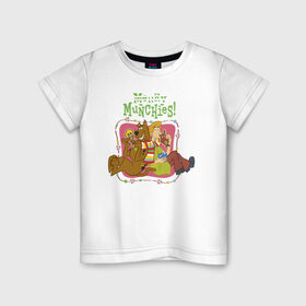 Детская футболка хлопок с принтом Merry munchies в Белгороде, 100% хлопок | круглый вырез горловины, полуприлегающий силуэт, длина до линии бедер | 005850 | scooby doo | shaggy | vdkotan | велма | дафна | скуби | скуби ду | шэгги