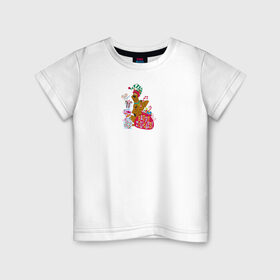 Детская футболка хлопок с принтом Rappy Rolidays в Белгороде, 100% хлопок | круглый вырез горловины, полуприлегающий силуэт, длина до линии бедер | 005850 | scooby doo | shaggy | vdkotan | велма | дафна | скуби | скуби ду | шэгги