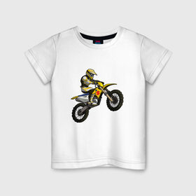 Детская футболка хлопок с принтом Suzuki (+спина) в Белгороде, 100% хлопок | круглый вырез горловины, полуприлегающий силуэт, длина до линии бедер | Тематика изображения на принте: bike | moto | motorcycle | sport | suzuki | байк | мото | мотоциклы | спорт | сузуки
