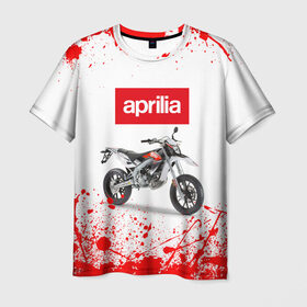 Мужская футболка 3D с принтом Aprilia (Z) в Белгороде, 100% полиэфир | прямой крой, круглый вырез горловины, длина до линии бедер | aprilia | aprilia racing | bike | moto | motocycle | sportmotorcycle | априлия | мото | мотоспорт