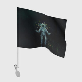 Флаг для автомобиля с принтом Космонавт и бабочки в космосе в Белгороде, 100% полиэстер | Размер: 30*21 см | cosmos | space | вселенная | звезды | космонавт | космос | млечный путь