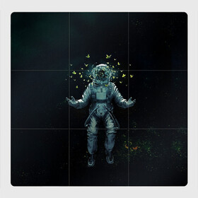 Магнитный плакат 3Х3 с принтом Космонавт и бабочки в космосе в Белгороде, Полимерный материал с магнитным слоем | 9 деталей размером 9*9 см | Тематика изображения на принте: cosmos | space | вселенная | звезды | космонавт | космос | млечный путь