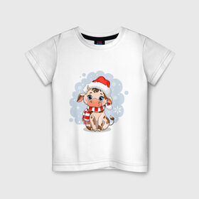 Детская футболка хлопок с принтом Бычок 2021 в Белгороде, 100% хлопок | круглый вырез горловины, полуприлегающий силуэт, длина до линии бедер | 