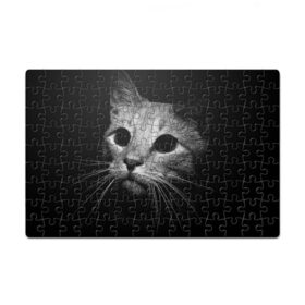 Пазл магнитный 126 элементов с принтом Чёрный кот в Белгороде, полимерный материал с магнитным слоем | 126 деталей, размер изделия —  180*270 мм | Тематика изображения на принте: животное | кот | кошка | тёмный рисунок | чёрный фон