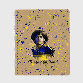 Тетрадь с принтом Diego Maradona в Белгороде, 100% бумага | 48 листов, плотность листов — 60 г/м2, плотность картонной обложки — 250 г/м2. Листы скреплены сбоку удобной пружинной спиралью. Уголки страниц и обложки скругленные. Цвет линий — светло-серый
 | Тематика изображения на принте: cup | diego maradona | diego maradona letterin | diego maradona print | football | footballer | great footballer | number 10 | великий футболист | диего марадона | кубок | надпись диего марадона | номер 10 | принт диего марадона | футбол 