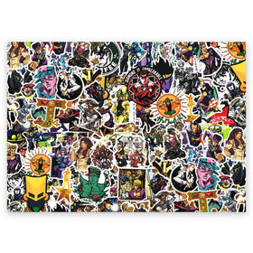 Поздравительная открытка с принтом JoJo’s Sticker Bombing в Белгороде, 100% бумага | плотность бумаги 280 г/м2, матовая, на обратной стороне линовка и место для марки
 | anime | jojo’s bizarre adventure | sticker bombing | аниме | джо джо | жо жо | манга | мультфильм | невероятные приключения джоджо | персонаж | стикер бомбинг