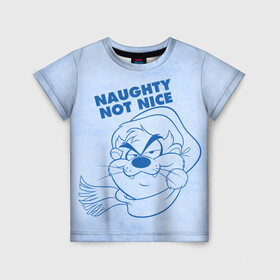 Детская футболка 3D с принтом Naughty not nice в Белгороде, 100% гипоаллергенный полиэфир | прямой крой, круглый вырез горловины, длина до линии бедер, чуть спущенное плечо, ткань немного тянется | devil | looney | tasmanian | tunes | vdzajul | дьявол | тасманский