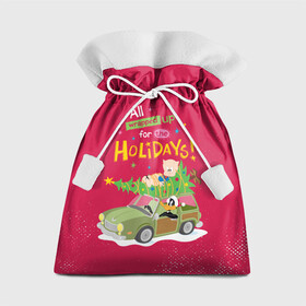 Подарочный 3D мешок с принтом For the holidays в Белгороде, 100% полиэстер | Размер: 29*39 см | Тематика изображения на принте: daffy | duck | looney | pig | porky | tunes | vdzajul | дак | даффи | пиг | порки | утка