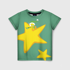 Детская футболка 3D с принтом Tweety and stars в Белгороде, 100% гипоаллергенный полиэфир | прямой крой, круглый вырез горловины, длина до линии бедер, чуть спущенное плечо, ткань немного тянется | looney | tunes | tweety | vdzajul | твити