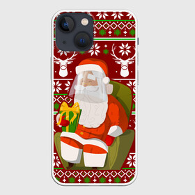 Чехол для iPhone 13 mini с принтом Санта с защитным экраном в Белгороде,  |  | deer | happy new year | new year | santa | защитный экран | корона | коронавирус | новогодний свитер | новый год | санта | санта клаус | свитер | свитер с маской | свитер с оленями