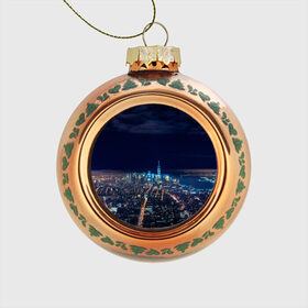 Стеклянный ёлочный шар с принтом Ночной город в Белгороде, Стекло | Диаметр: 80 мм | city | new york city | город | ночь | нью йорк