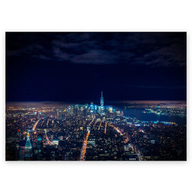 Поздравительная открытка с принтом Ночной город в Белгороде, 100% бумага | плотность бумаги 280 г/м2, матовая, на обратной стороне линовка и место для марки
 | city | new york city | город | ночь | нью йорк