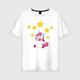 Женская футболка хлопок Oversize с принтом Stars в Белгороде, 100% хлопок | свободный крой, круглый ворот, спущенный рукав, длина до линии бедер
 | арт | графика | единорог | пони | фэнтази