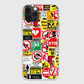 Чехол для iPhone 12 Pro Max с принтом Запрещающие знаки в Белгороде, Силикон |  | Тематика изображения на принте: danger | sticker bombing | запрещающие знаки | опасность | прикол | стикер бомбинг | череп