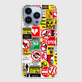Чехол для iPhone 13 Pro с принтом Запрещающие знаки в Белгороде,  |  | danger | sticker bombing | запрещающие знаки | опасность | прикол | стикер бомбинг | череп