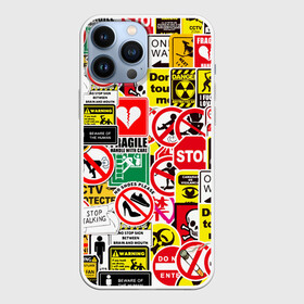 Чехол для iPhone 13 Pro Max с принтом Запрещающие знаки в Белгороде,  |  | danger | sticker bombing | запрещающие знаки | опасность | прикол | стикер бомбинг | череп