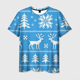 Мужская футболка 3D с принтом Зимняя ночь в Белгороде, 100% полиэфир | прямой крой, круглый вырез горловины, длина до линии бедер | 